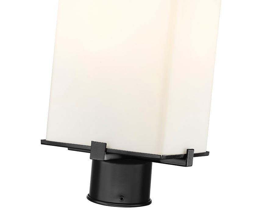 Z-Lite Sana 7" W x 20" H 2-Light Black Outdoor Post Mount Fixture With White Opal Glass Shade