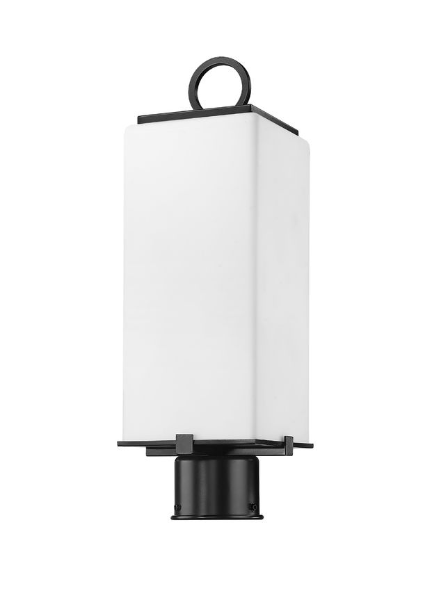 Z-Lite Sana 7" W x 20" H 2-Light Black Outdoor Post Mount Fixture With White Opal Glass Shade