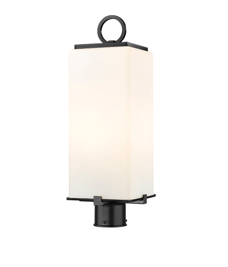 Z-Lite Sana 7" W x 20" H 2-Light Black Outdoor Post Mount Fixture With White Opal Glass Shade