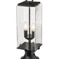 Z-Lite Sana 7" W x 22" H 2-Light Black Outdoor Pier Mounted Fixture and Round Pier Mount Hardware With Seedy Glass Shade