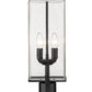 Z-Lite Sana 7" W x 22" H 2-Light Black Outdoor Pier Mounted Fixture and Round Pier Mount Hardware With Seedy Glass Shade