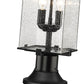 Z-Lite Sana 7" W x 22" H 2-Light Black Outdoor Pier Mounted Fixture and Round Pier Mount Hardware With Seedy Glass Shade