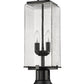 Z-Lite Sana 7" W x 22" H 2-Light Black Outdoor Pier Mounted Fixture and Round Pier Mount Hardware With Seedy Glass Shade