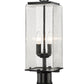 Z-Lite Sana 7" W x 22" H 2-Light Black Outdoor Pier Mounted Fixture and Round Pier Mount Hardware With Seedy Glass Shade