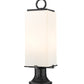 Z-Lite Sana 7" W x 22" H 2-Light Black Outdoor Pier Mounted Fixture and Round Pier Mount Hardware With White Opal Glass Shade