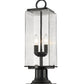 Z-Lite Sana 7" W x 22" H 2-Light Black Outdoor Pier Mounted Fixture and Square Pier Mount Hardware With Seedy Glass Shade