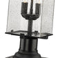 Z-Lite Sana 7" W x 22" H 2-Light Black Outdoor Pier Mounted Fixture and Square Pier Mount Hardware With Seedy Glass Shade