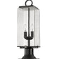 Z-Lite Sana 7" W x 22" H 2-Light Black Outdoor Pier Mounted Fixture and Square Pier Mount Hardware With Seedy Glass Shade
