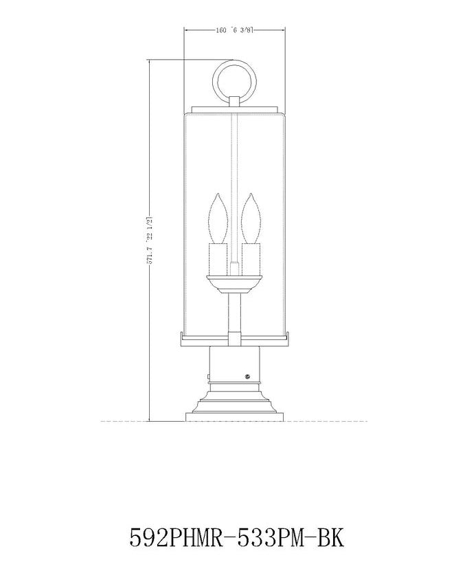 Z-Lite Sana 7" W x 22" H 2-Light Black Outdoor Pier Mounted Fixture and Square Pier Mount Hardware With Seedy Glass Shade
