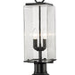 Z-Lite Sana 7" W x 22" H 2-Light Black Outdoor Pier Mounted Fixture and Square Pier Mount Hardware With Seedy Glass Shade