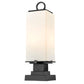 Z-Lite Sana 7" W x 22" H 2-Light Black Outdoor Pier Mounted Fixture and Square Pier Mount Hardware With White Opal Glass Shade