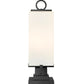 Z-Lite Sana 7" W x 22" H 2-Light Black Outdoor Pier Mounted Fixture and Square Pier Mount Hardware With White Opal Glass Shade