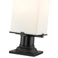 Z-Lite Sana 7" W x 22" H 2-Light Black Outdoor Pier Mounted Fixture and Square Pier Mount Hardware With White Opal Glass Shade