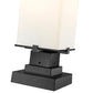 Z-Lite Sana 7" W x 22" H 2-Light Black Outdoor Pier Mounted Fixture and Square Pier Mount Hardware With White Opal Glass Shade