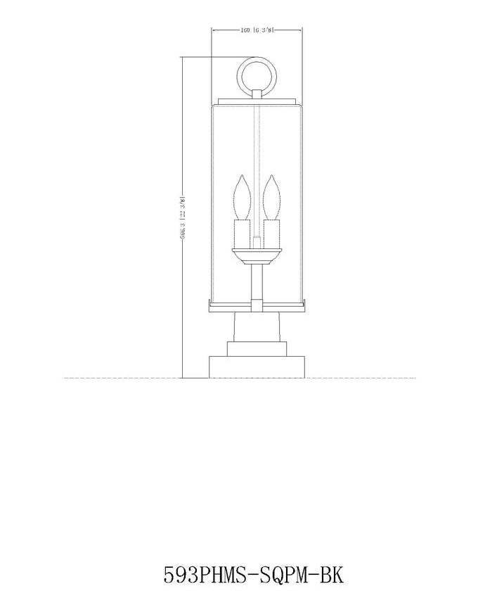 Z-Lite Sana 7" W x 22" H 2-Light Black Outdoor Pier Mounted Fixture and Square Pier Mount Hardware With White Opal Glass Shade