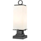 Z-Lite Sana 7" W x 22" H 2-Light Black Outdoor Pier Mounted Fixture and Square Pier Mount Hardware With White Opal Glass Shade