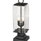 Z-Lite Sana 7" W x 23" H 2-Light Black Outdoor Pier Mounted Fixture and Square Pier Mount Hardware With Seedy Glass Shade