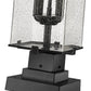 Z-Lite Sana 7" W x 23" H 2-Light Black Outdoor Pier Mounted Fixture and Square Pier Mount Hardware With Seedy Glass Shade