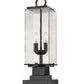 Z-Lite Sana 7" W x 23" H 2-Light Black Outdoor Pier Mounted Fixture and Square Pier Mount Hardware With Seedy Glass Shade