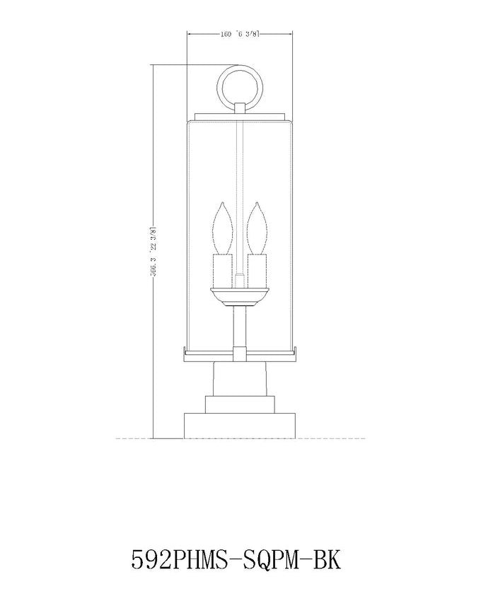Z-Lite Sana 7" W x 23" H 2-Light Black Outdoor Pier Mounted Fixture and Square Pier Mount Hardware With Seedy Glass Shade