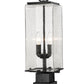 Z-Lite Sana 7" W x 23" H 2-Light Black Outdoor Pier Mounted Fixture and Square Pier Mount Hardware With Seedy Glass Shade
