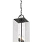 Z-Lite Sana 8" 3-Light Black Aluminum Outdoor Chain Mount Ceiling Fixture With Seedy Glass Shade