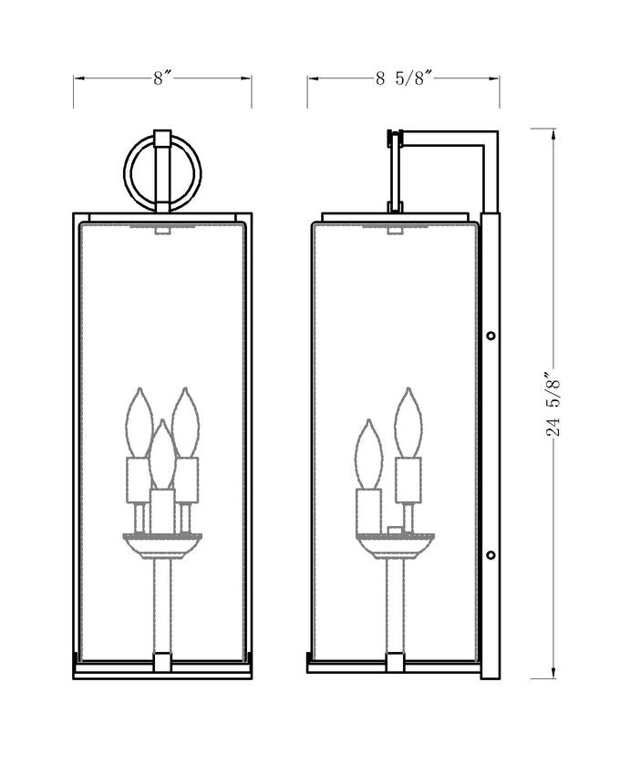 Z-Lite Sana 8" 3-Light Black Aluminum Outdoor Wall Sconce With Seedy Glass Shade