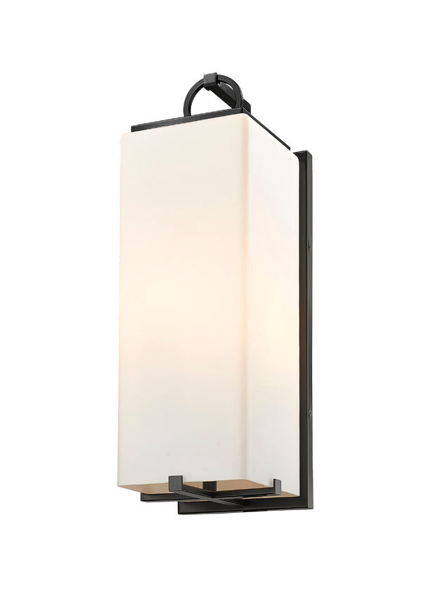 Z-Lite Sana 8" 3-Light Black Aluminum Outdoor Wall Sconce With White Opal Glass Shade
