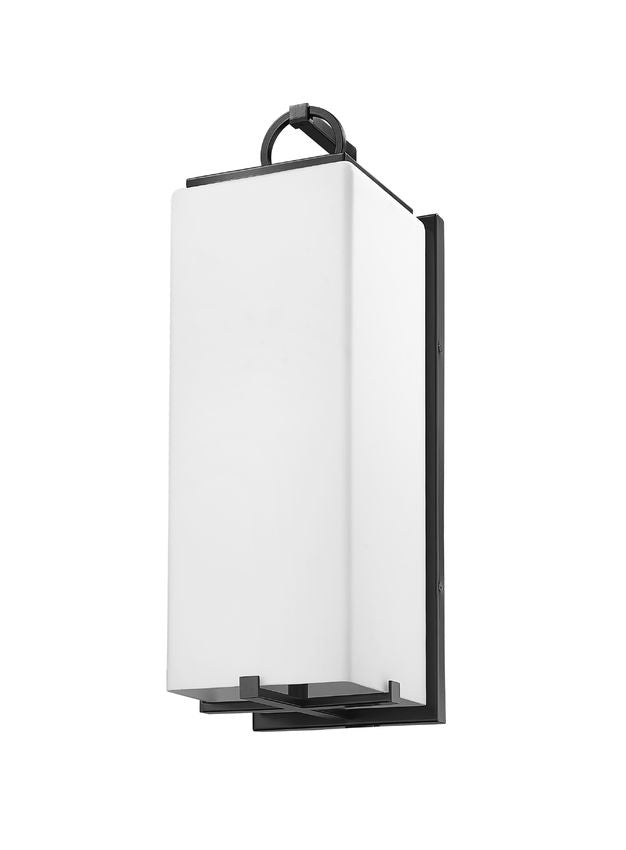 Z-Lite Sana 8" 3-Light Black Aluminum Outdoor Wall Sconce With White Opal Glass Shade