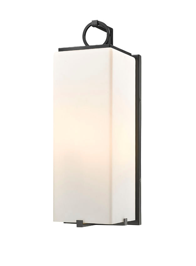 Z-Lite Sana 8" 3-Light Black Aluminum Outdoor Wall Sconce With White Opal Glass Shade