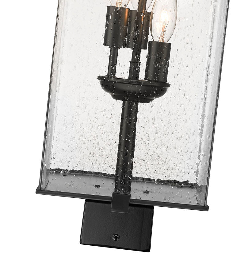 Z-Lite Sana 8" W x 26" H 3-Light Black Outdoor Post Mount Fixture With Seedy Glass Shade