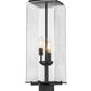 Z-Lite Sana 8" W x 26" H 3-Light Black Outdoor Post Mount Fixture With Seedy Glass Shade