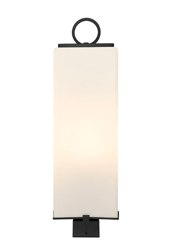 Z-Lite Sana 8" W x 26" H 3-Light Black Outdoor Post Mount Fixture With White Opal Glass Shade