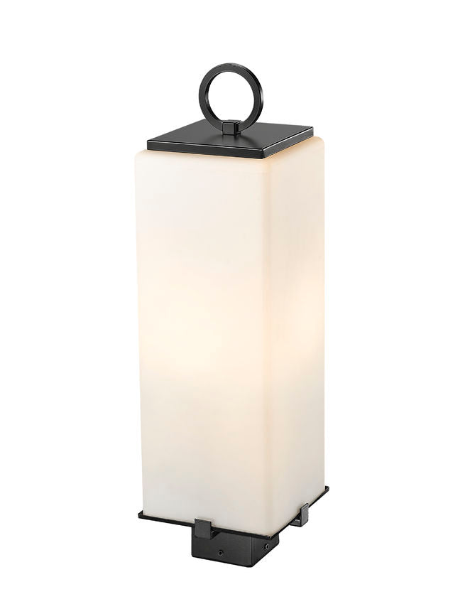 Z-Lite Sana 8" W x 26" H 3-Light Black Outdoor Post Mount Fixture With White Opal Glass Shade