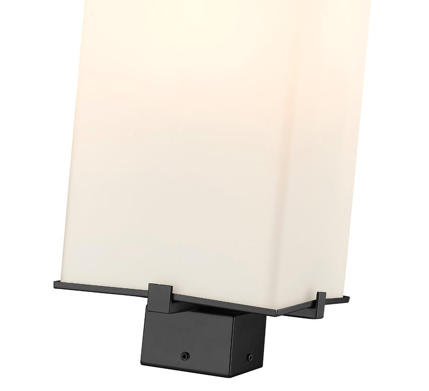 Z-Lite Sana 8" W x 26" H 3-Light Black Outdoor Post Mount Fixture With White Opal Glass Shade