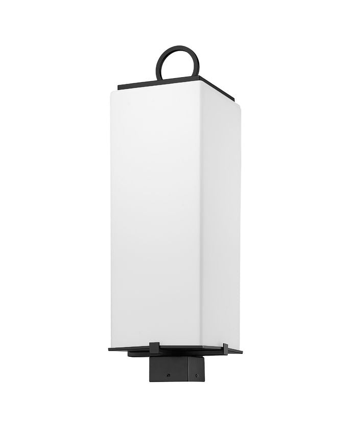 Z-Lite Sana 8" W x 26" H 3-Light Black Outdoor Post Mount Fixture With White Opal Glass Shade