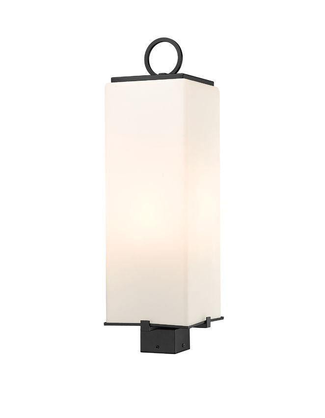 Z-Lite Sana 8" W x 26" H 3-Light Black Outdoor Post Mount Fixture With White Opal Glass Shade