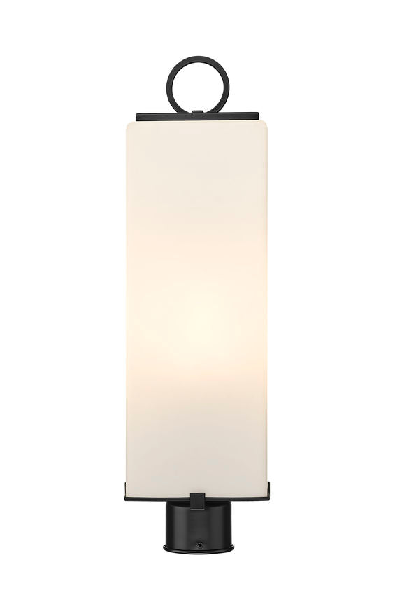 Z-Lite Sana 8" W x 27" H 3-Light Black Outdoor Post Mount Fixture With White Opal Glass Shade