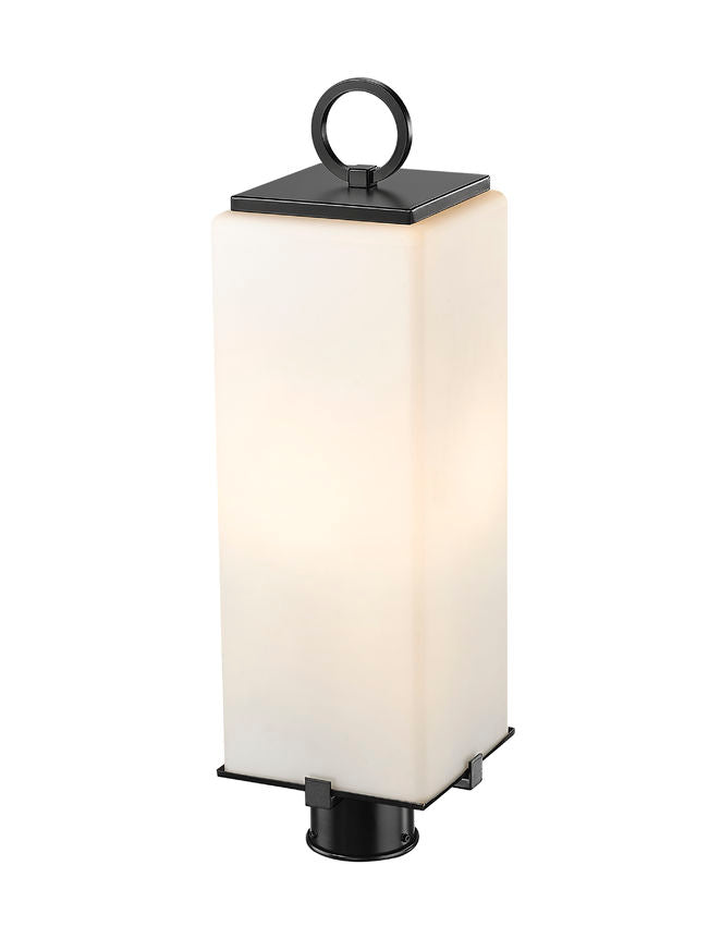 Z-Lite Sana 8" W x 27" H 3-Light Black Outdoor Post Mount Fixture With White Opal Glass Shade