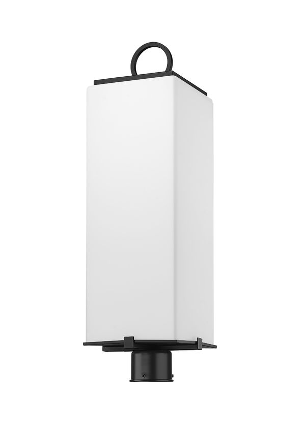 Z-Lite Sana 8" W x 27" H 3-Light Black Outdoor Post Mount Fixture With White Opal Glass Shade