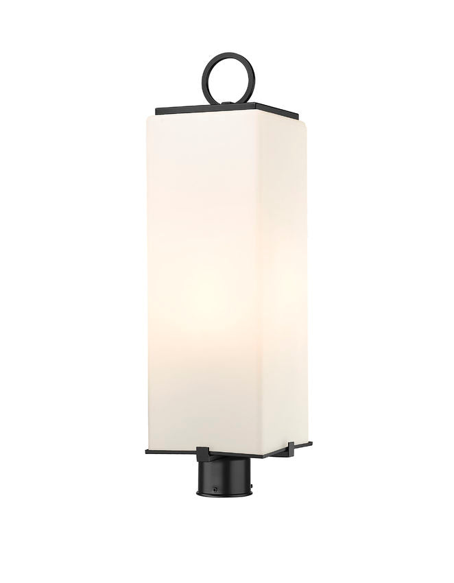 Z-Lite Sana 8" W x 27" H 3-Light Black Outdoor Post Mount Fixture With White Opal Glass Shade