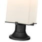 Z-Lite Sana 8" W x 29" H 3-Light Black Outdoor Pier Mounted Fixture and Round Pier Mount Hardware With White Opal Glass Shade