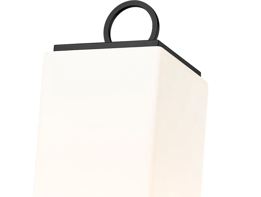 Z-Lite Sana 8" W x 29" H 3-Light Black Outdoor Pier Mounted Fixture and Square Pier Mount Hardware With White Opal Glass Shade