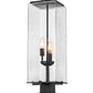 Z-Lite Sana 9" 3-Light Black Outdoor Pier Mounted Fixture and Square Pier Mount Hardware With Seedy Glass Shade