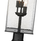 Z-Lite Sana 9" W x 29" H 3-Light Black Outdoor Pier Mounted Fixture and Round Pier Mount Hardware With Seedy Glass Shade