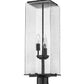 Z-Lite Sana 9" W x 29" H 3-Light Black Outdoor Pier Mounted Fixture and Round Pier Mount Hardware With Seedy Glass Shade