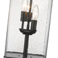 Z-Lite Sana 9" W x 29" H 3-Light Black Outdoor Pier Mounted Fixture and Square Pier Mount Hardware With Seedy Glass Shade