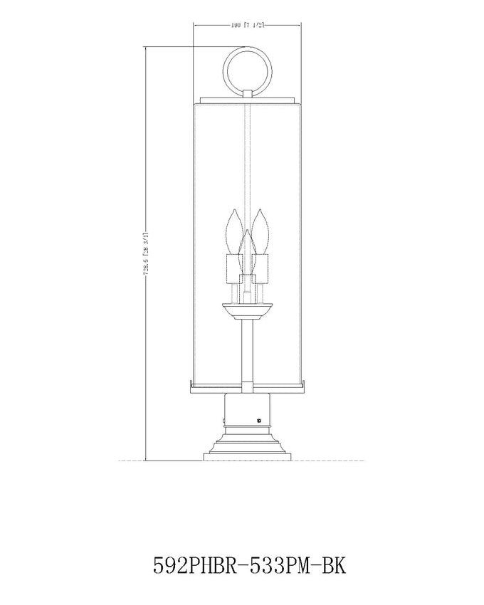 Z-Lite Sana 9" W x 29" H 3-Light Black Outdoor Pier Mounted Fixture and Square Pier Mount Hardware With Seedy Glass Shade