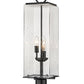 Z-Lite Sana 9" W x 29" H 3-Light Black Outdoor Pier Mounted Fixture and Square Pier Mount Hardware With Seedy Glass Shade