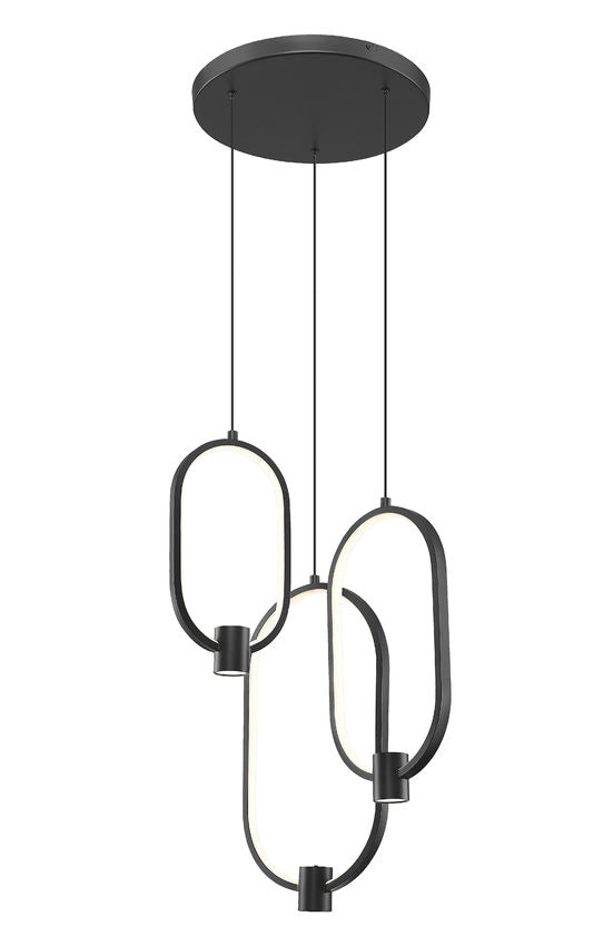 Z-Lite Saros 14" 1-Light LED-Integrated Matte Black Aluminum Frame White Silicone Shade Chandelier